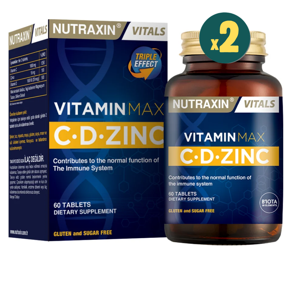 Nutraxin Vitamin Max C + D Zinc 60 Tablet 2 Adet Fiyatları - Modern Eczane