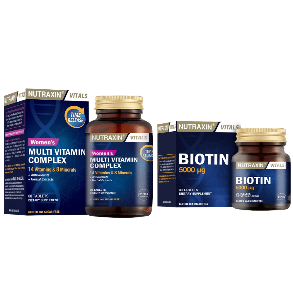 Nutraxin Women's Multi Vitamin Complex 60 Tablet & Biotin 5000 Mg 30 Tablet Fiyatları - Modern Eczane