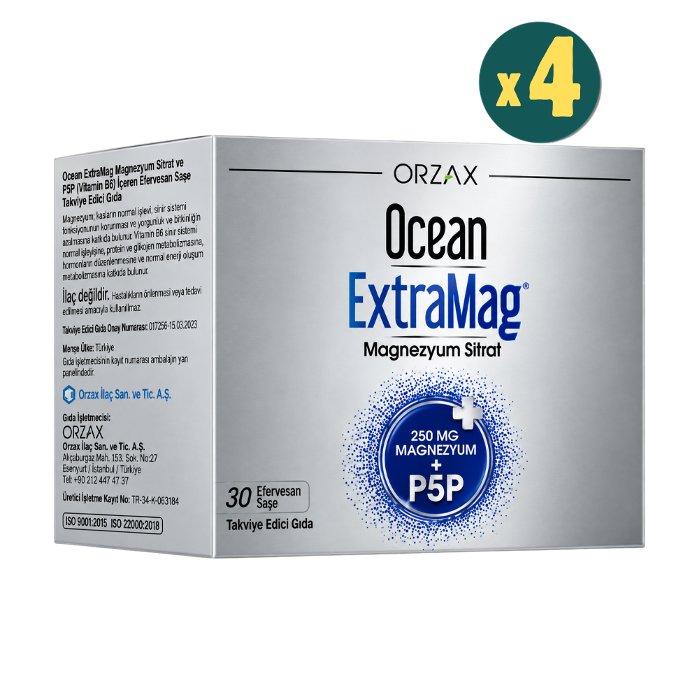 Ocean ExtraMag Magnezyum Sitrat 30 Saşe 4 Adet Fiyatları - Modern Eczane