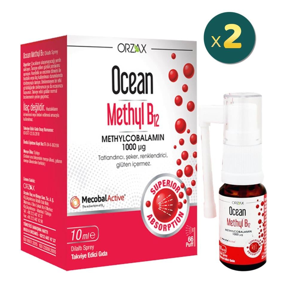 Ocean Methyl B12 Sprey 1000 mg 10 ml 2 Adet Fiyatları - Modern Eczane