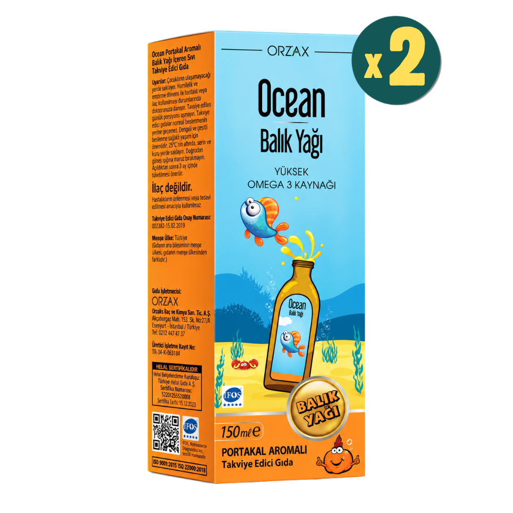 Ocean Omega 3 Portakallı Balık Yağı 150 ml 2 Adet Fiyatları - Modern Eczane