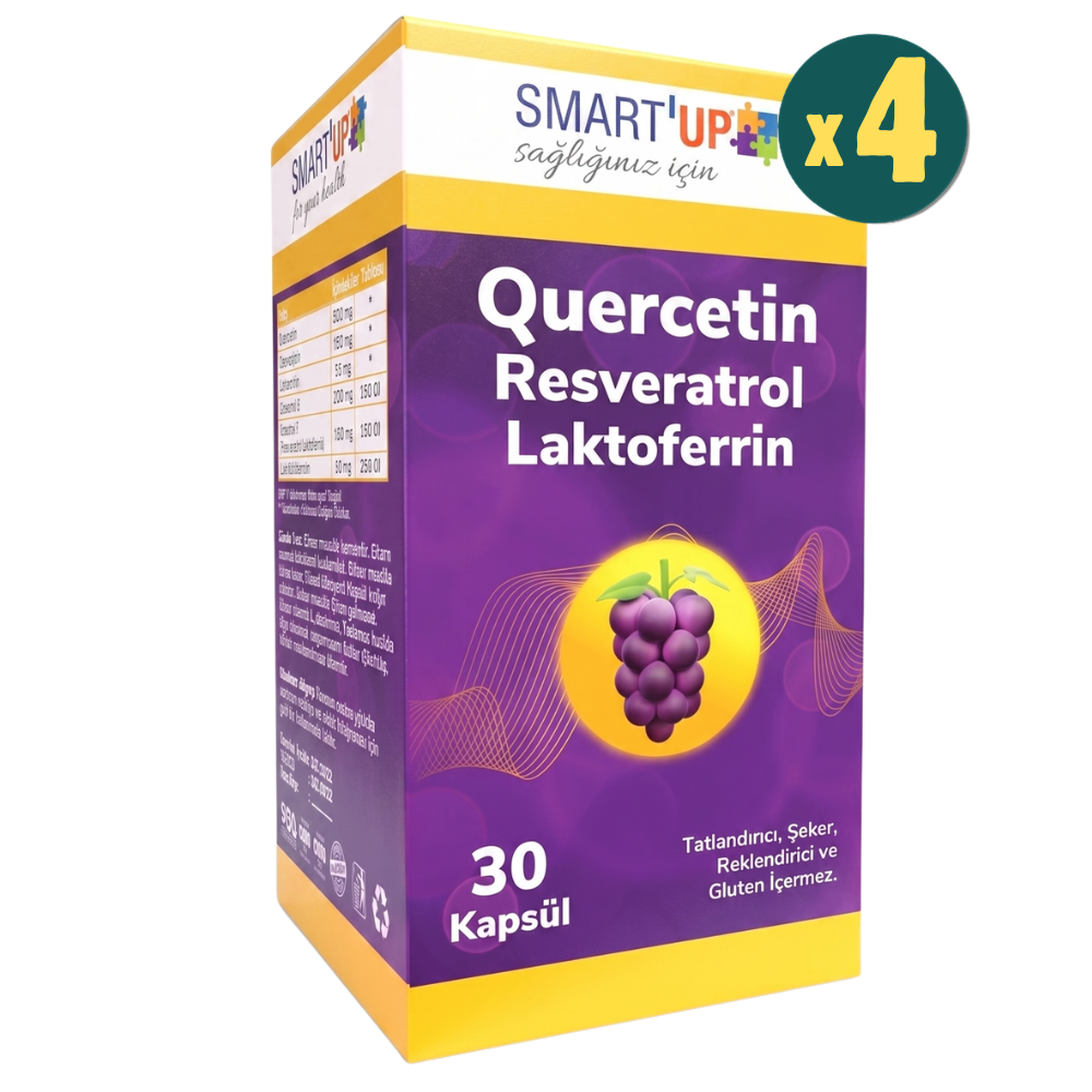 Smart Up Quercetin Resveratrol Laktoferrin 30 Kapsül 4 Adet Fiyatları - Modern Eczane