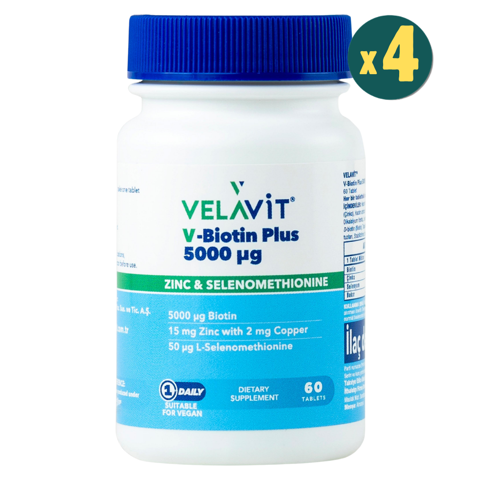 Velavit V-Biotin 5000 mg 60 Tablet  4 Adet Fiyatları - Modern Eczane