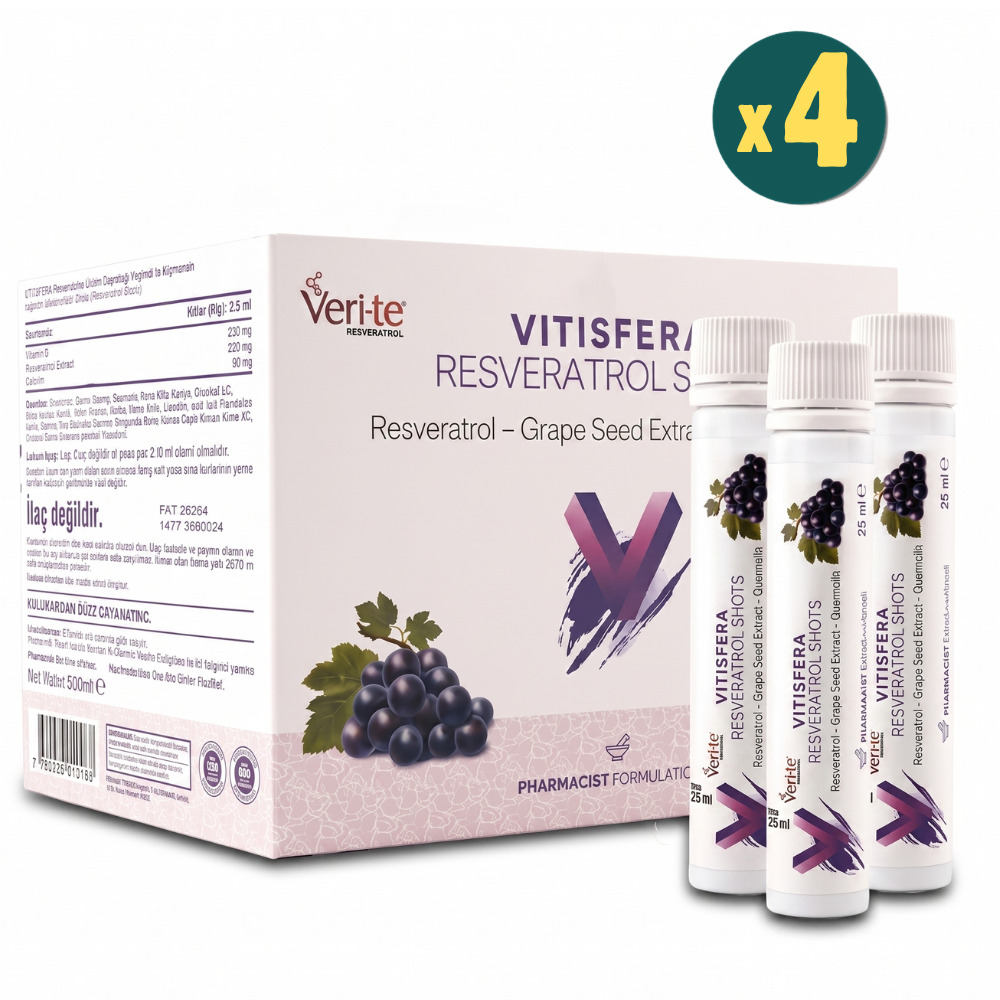 Vitisfera Resveratrol Shot Orman Meyveleri Aromalı 20 Flakon 25 ml 4 Adet Fiyatları - Moder Eczane
