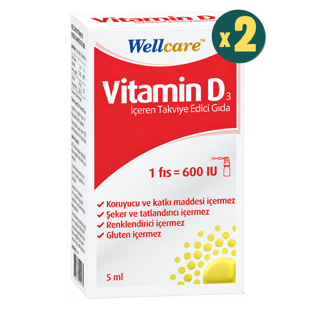 Wellcare Vitamin D3 600 IU 5 ml 2 Adet Fiyatları - Modern Eczane