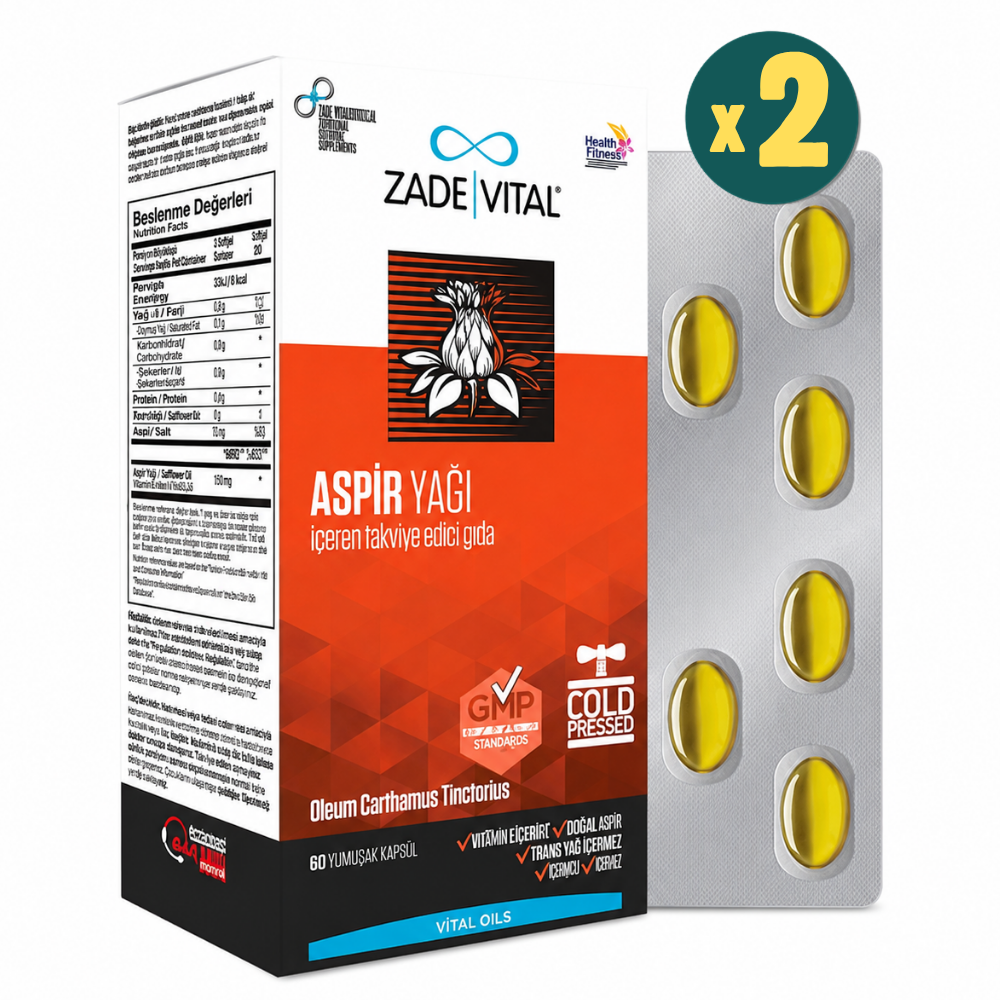Zade Vital Aspir Yağı 600 mg 60 Kapsül 2 Adet Fiyatları - Modern Eczane