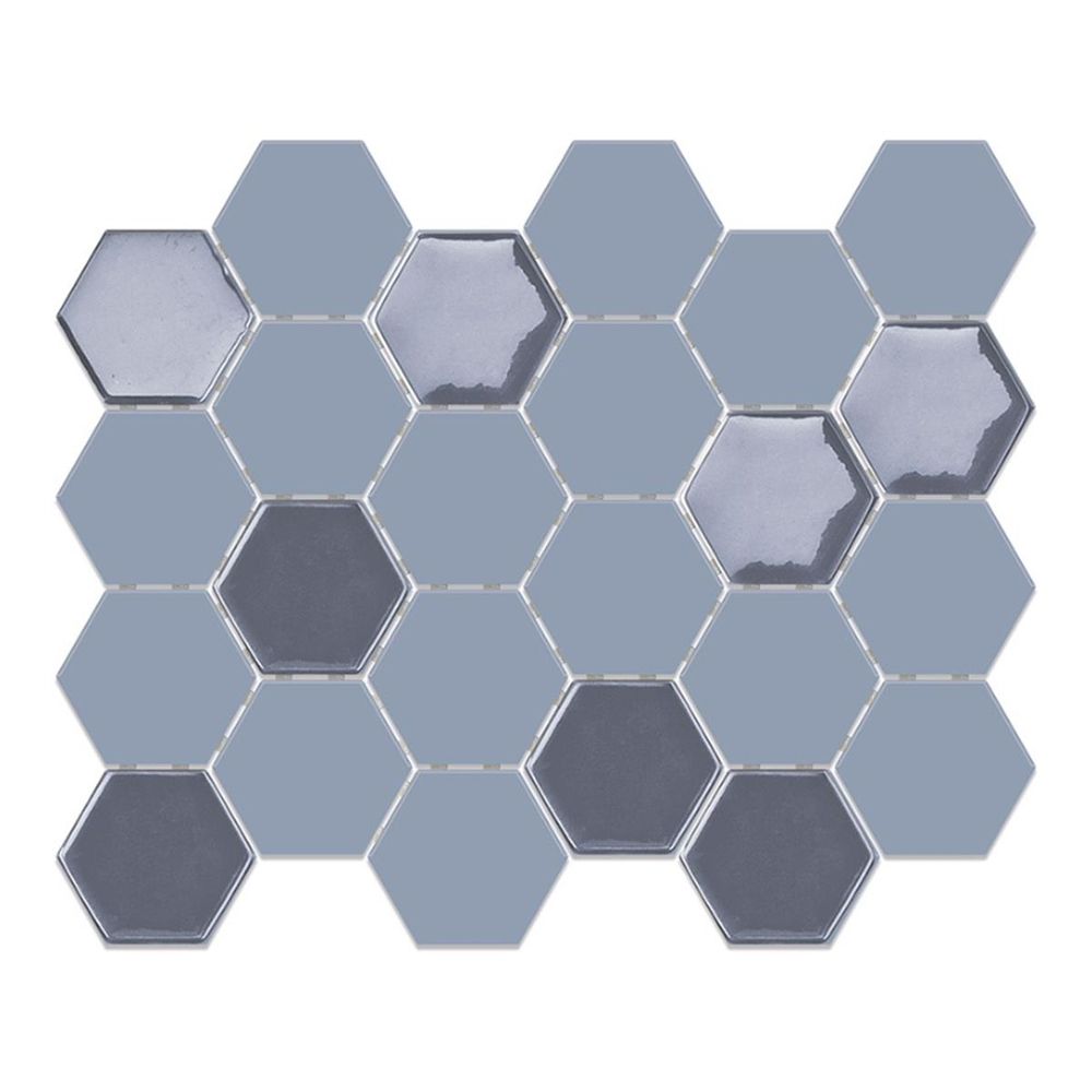 Betsan Hexa Mega Neostone Blend Artistic Blue Grey 77x88 mm Dekor Mozaik