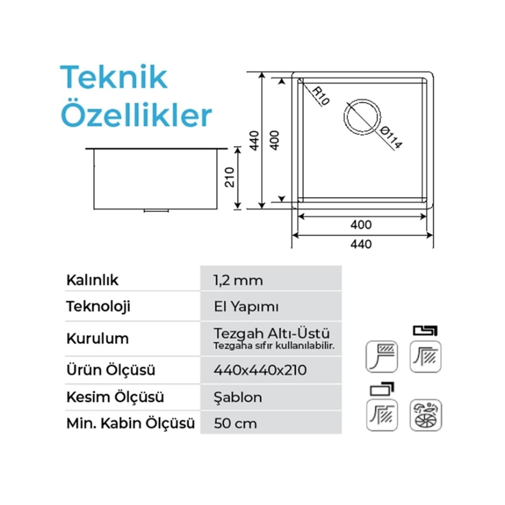 Crauf Stella 4444 İnoks Evye