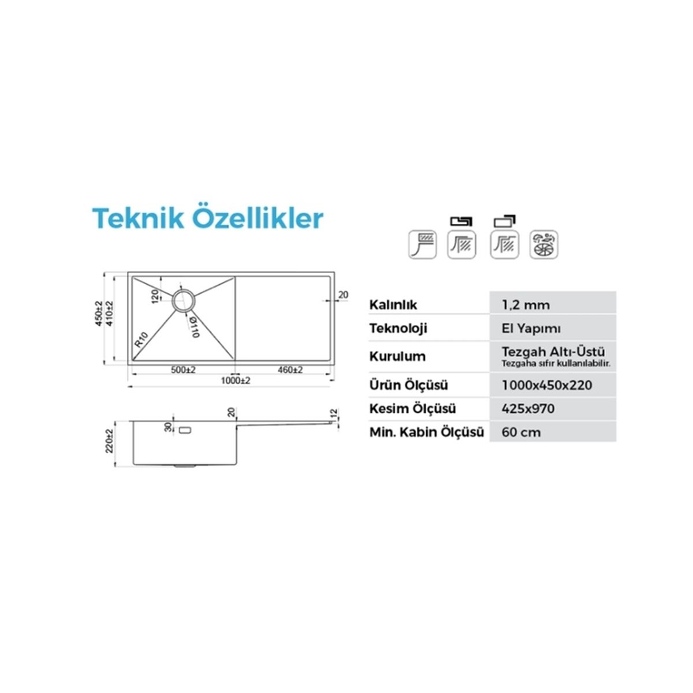 Crauf Via Bella 6074 İnoks Evye