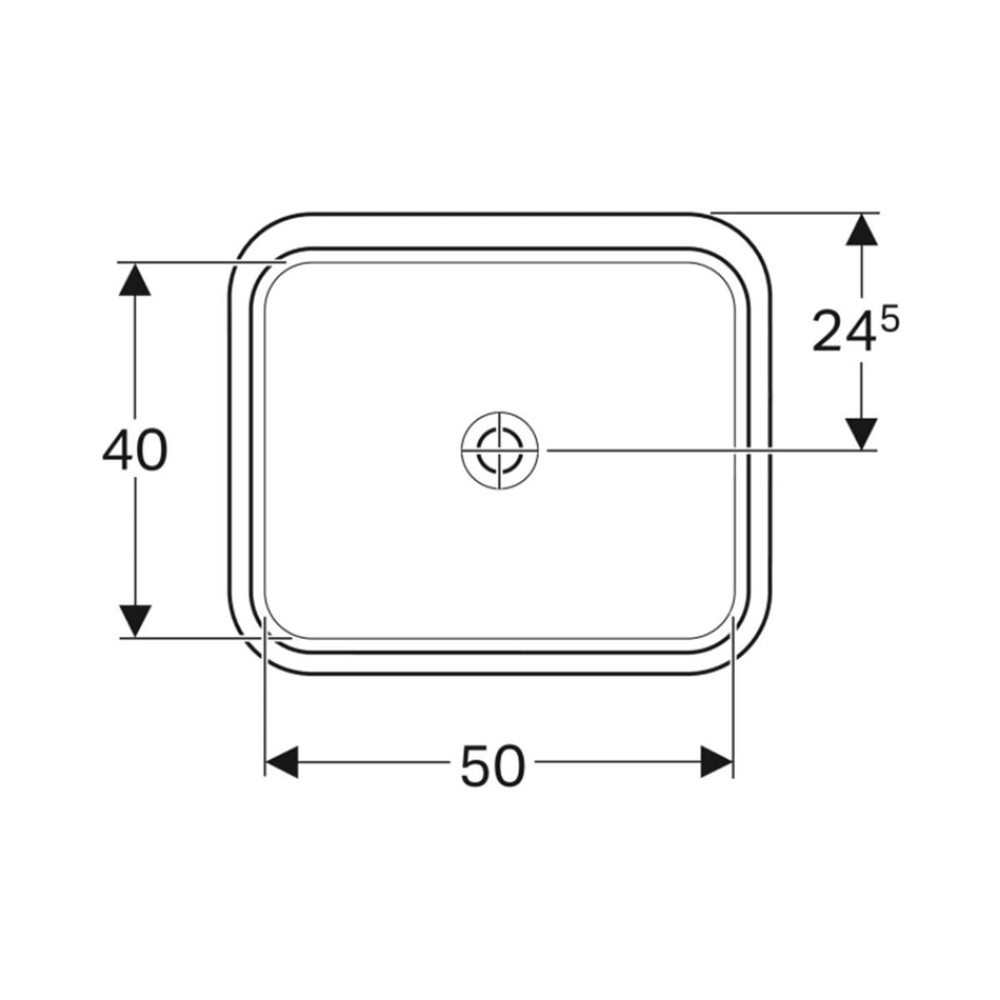 Geberit VariForm Tezgah Altı Lavabo, Dikdörtgen, 50x40 cm (Taşma Deliksiz)