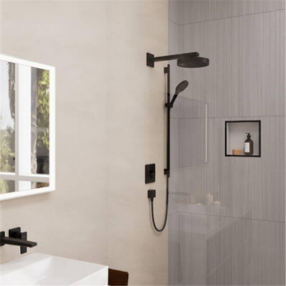 Hansgrohe XtraStoris Individual Duvar nişi Satin Beyaz tasarım çerçeveli 300/300/100 Mat Siyah Krom