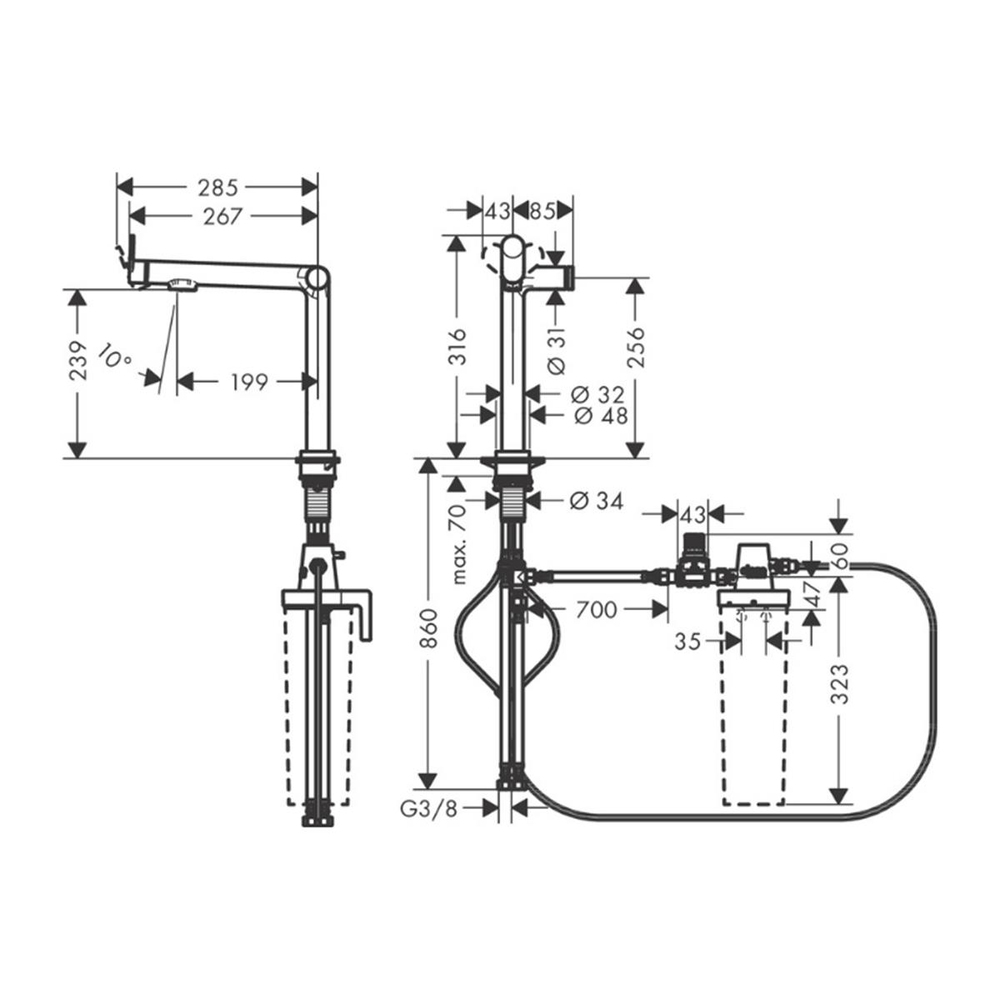 Hansgrohe Aqittura M91 Filtre Sistemi 240, 1jet Krom