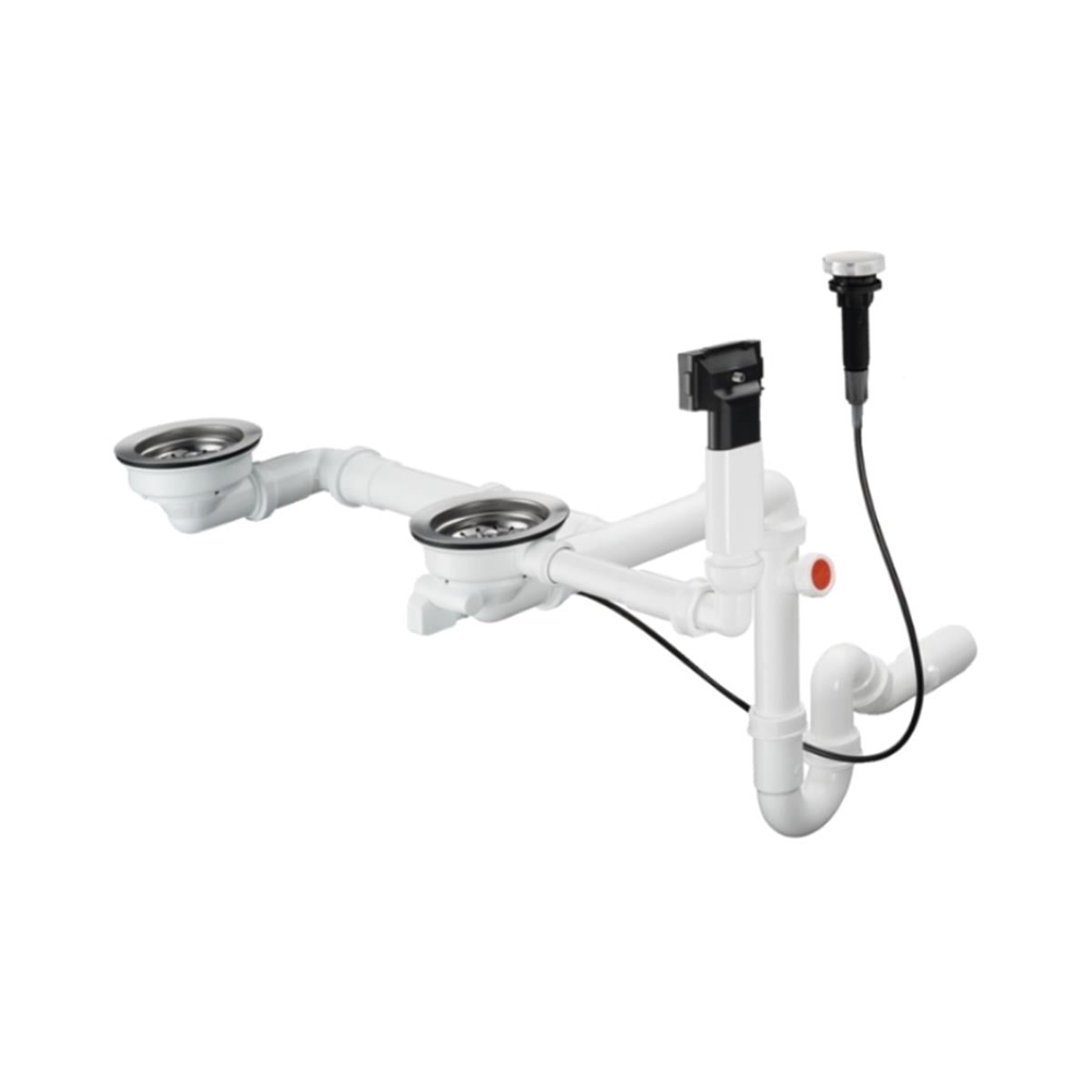 Hansgrohe D17-11 Otomatik Gider ve Taşma Seti Çift Hazneli Granit Eviye İçin