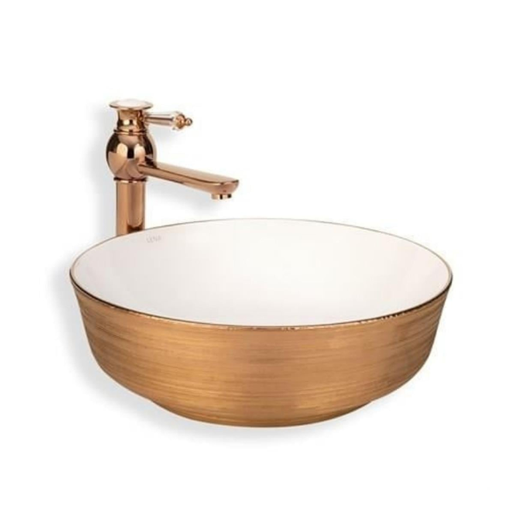 Lena E-5004R Tezgah Üstü Porselen Lavabo Karma
