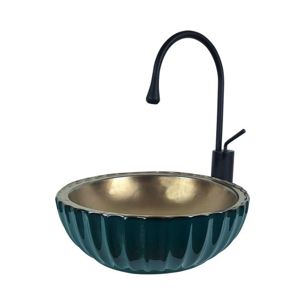 Pure Concept 40 cm Yeşil Rose Gold Tezgah Üstü Lavabo