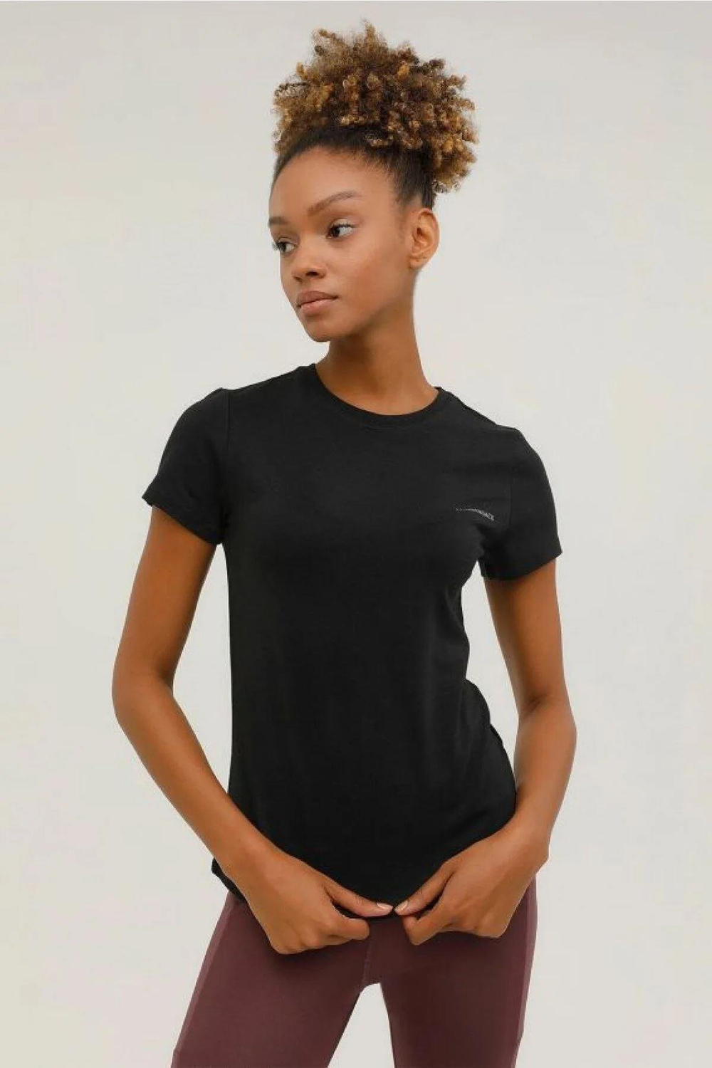 Lumberjack 3M W-Ct131 Basic Modal C Neck T-Shirt Kadın Siyah Bisiklet Yaka Tshirt