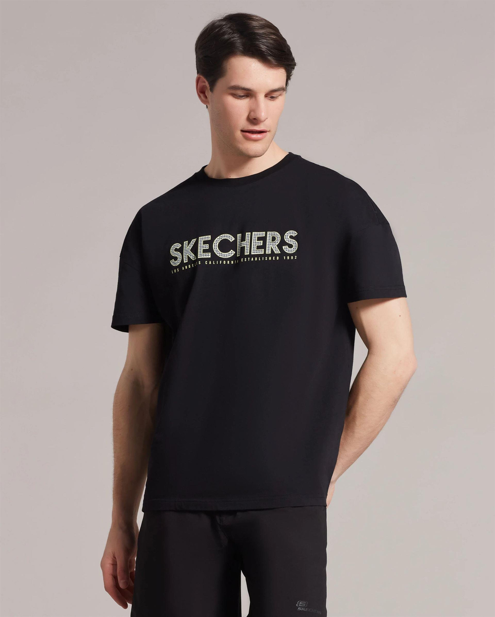 Skechers M Graphic Tee Big Logo T-Shirt Erkek Siyah Bisiklet Yaka Tshirt