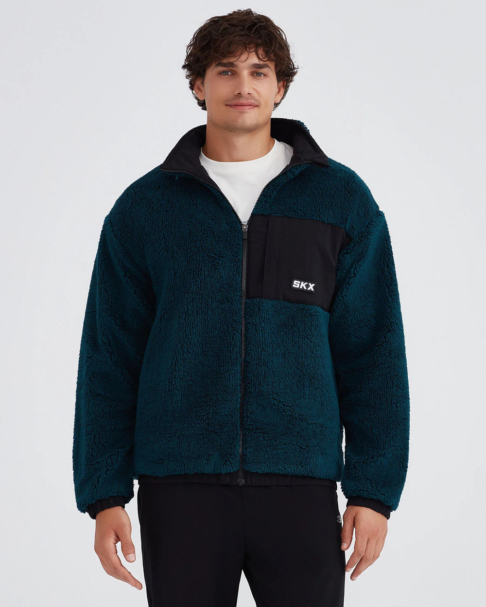 Skechers M Outdoor Fleece Full Zip Sherpa Erkek Lacivert Polar