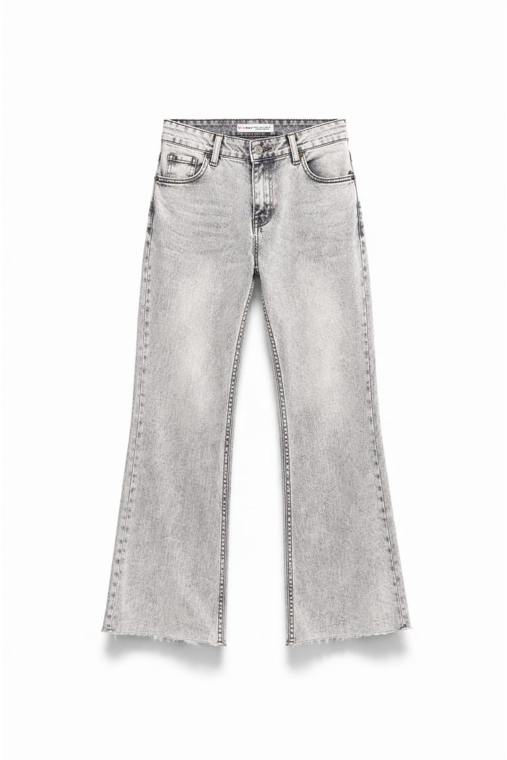 2007 Kadın Crop İspanyol Paça Likralı Vintage Jean Pantolon Gri