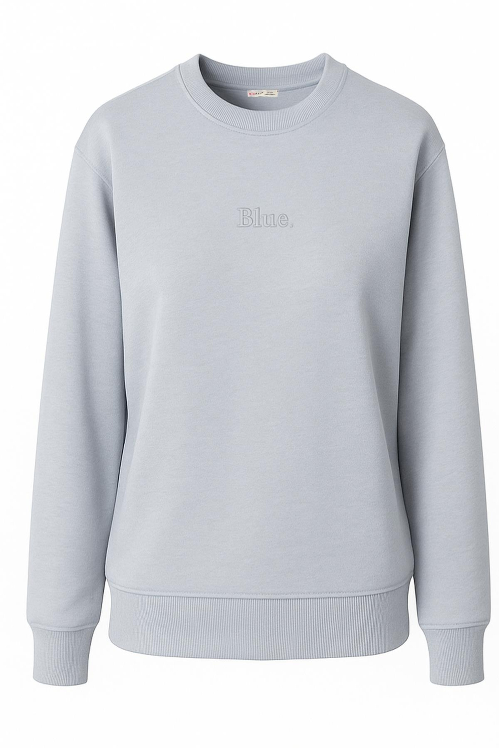 2019 Kadın Beige Baskılı 3 İplik Bisiklet Yaka Sweatshirt Bebe Mavi