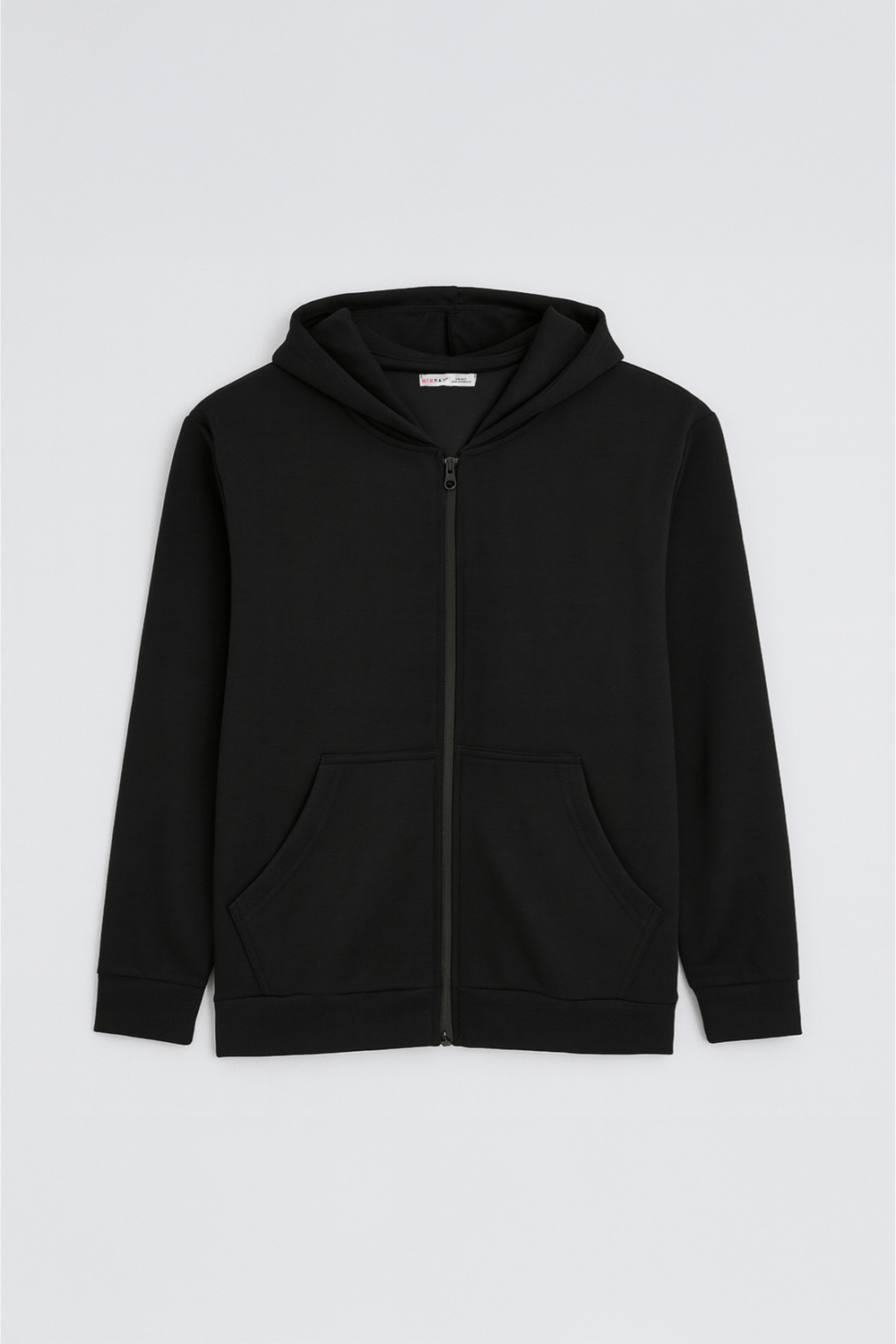 2025 Kadın Fermuarlı Basic Kapüşonlu Modal Sweatshirt Hoodie Siyah
