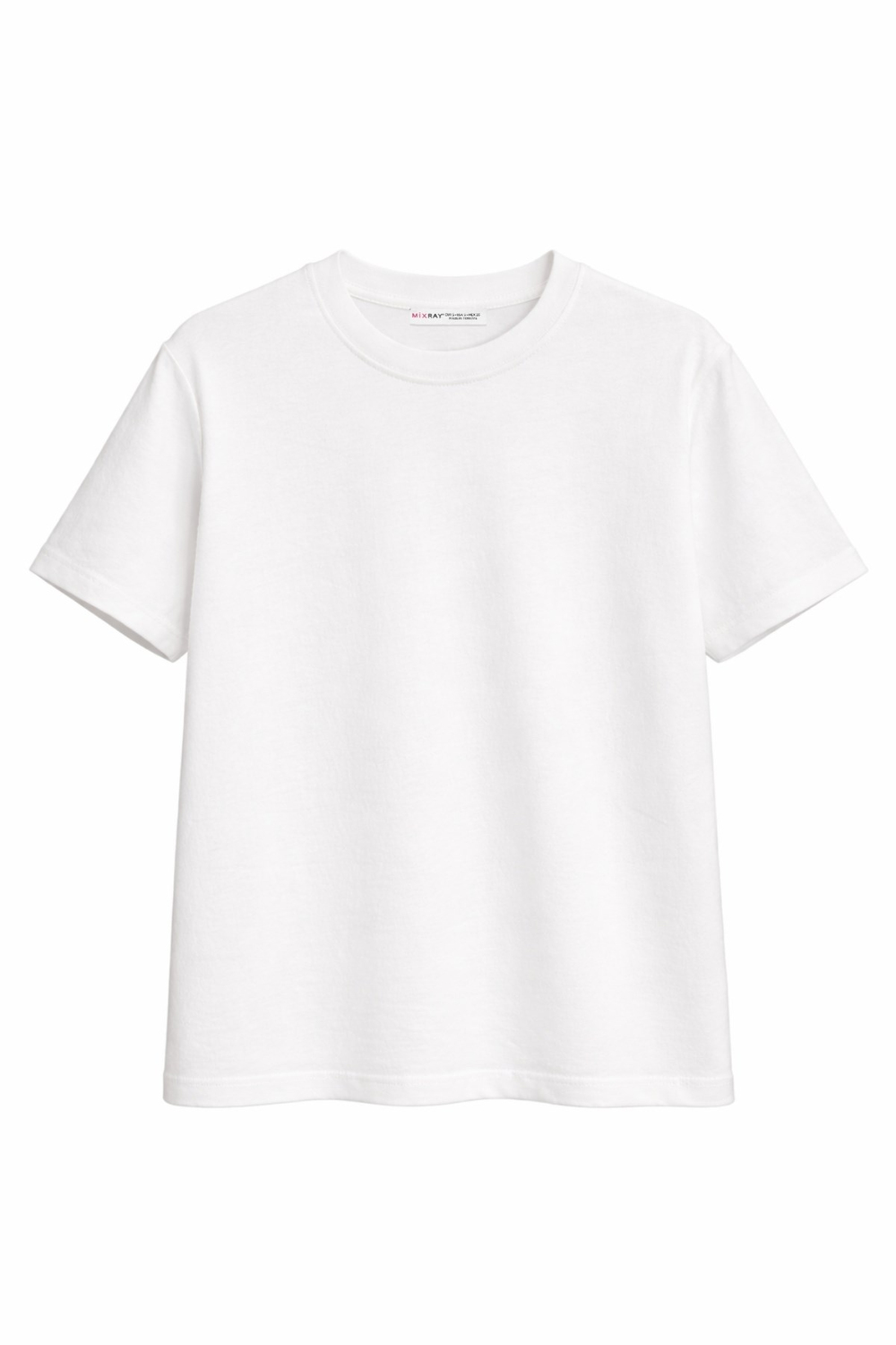 2059 Kadın %100 Pamuk Bisiklet Yaka Simli T-shirt Beyaz