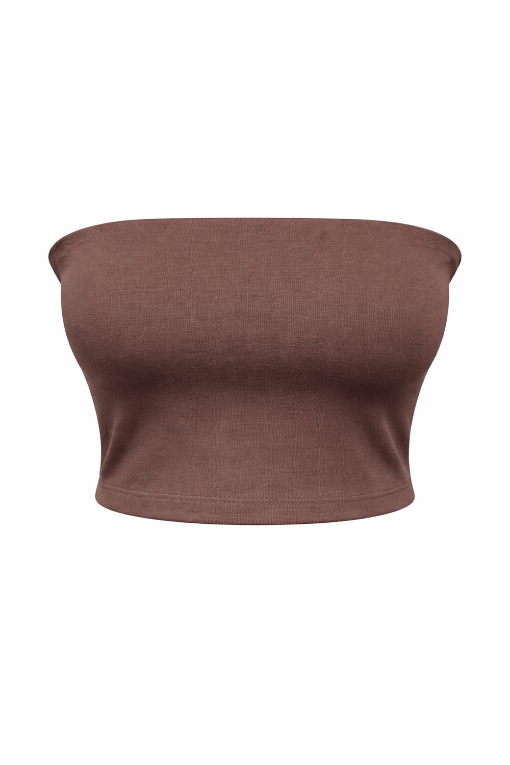 2082 Kadın Straplez Basic Crop Top Bluz Kahve