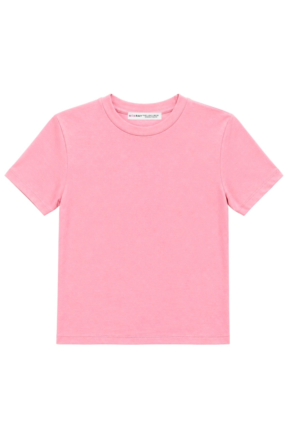 2100 Kadın Slim Fit Bisiklet Yaka Soft Basic T-Shirt Pembe