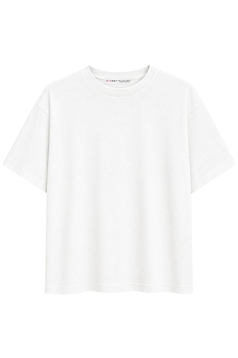 2101 Kadın Bisiklet Yaka Soft Oversize Basic T-Shirt Beyaz