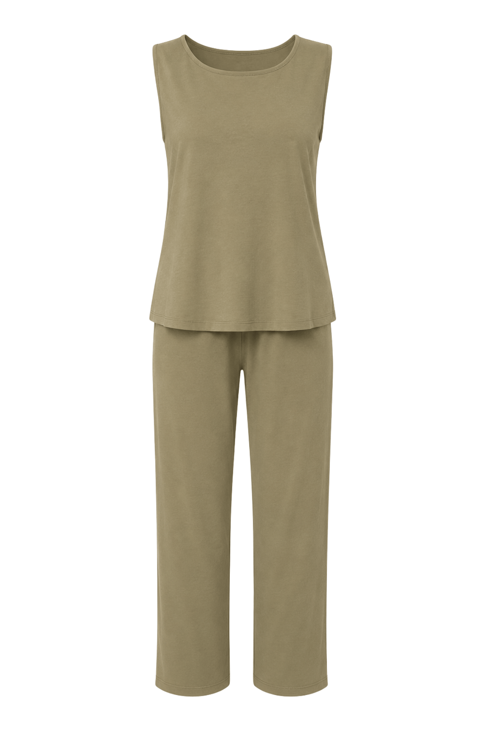 2117 Kadın Basic Relax Fit Atlet Pantolon İkili Takım Olive