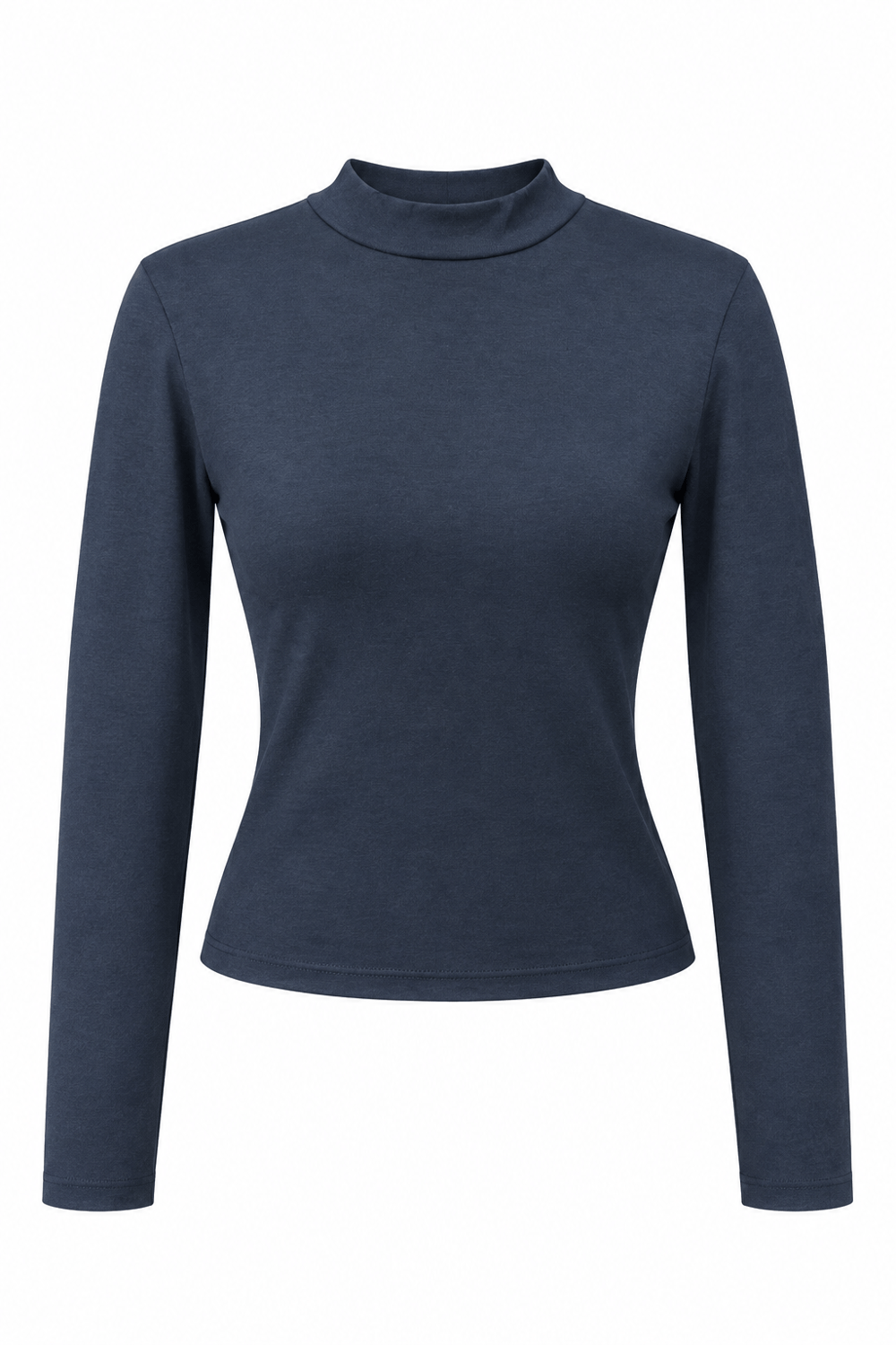 2243 Kadın Yarım Balıkçı Yaka Uzun Kollu Slim Fit Bluz Lacivert
