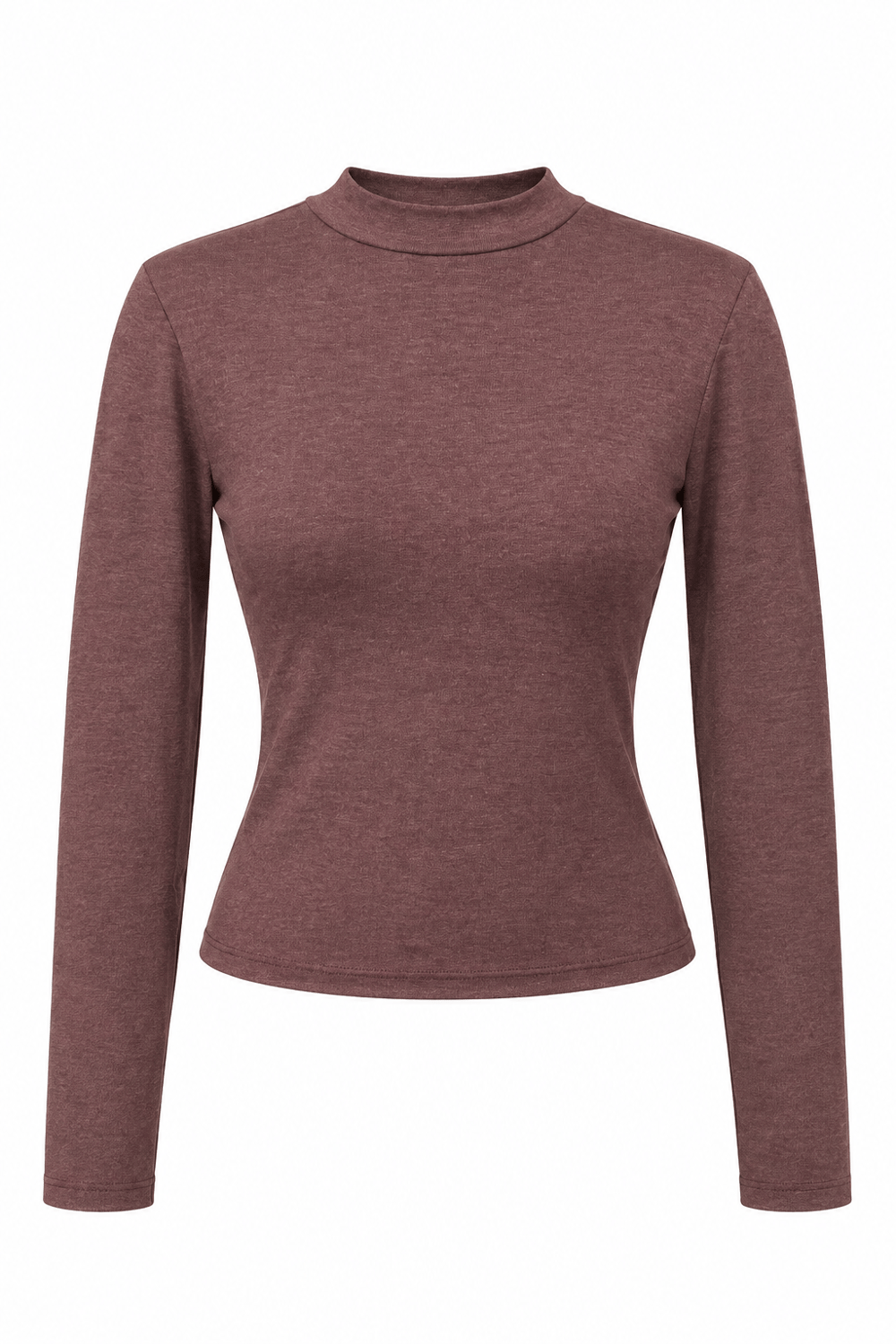 2243 Kadın Yarım Balıkçı Yaka Uzun Kollu Slim Fit Bluz Bordo