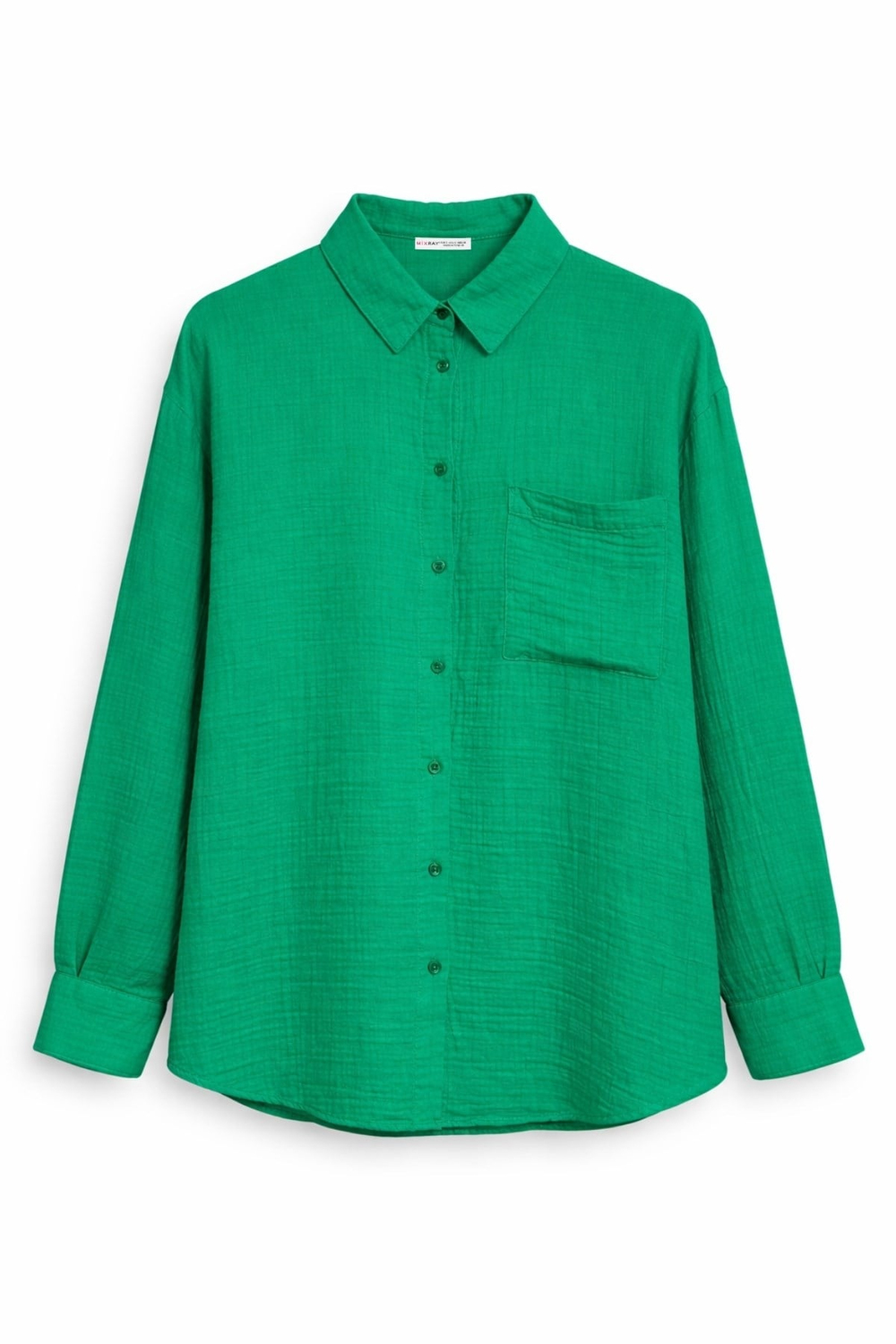 3833 Kadın Oversize Cepli Müslin Gömlek Yeşil