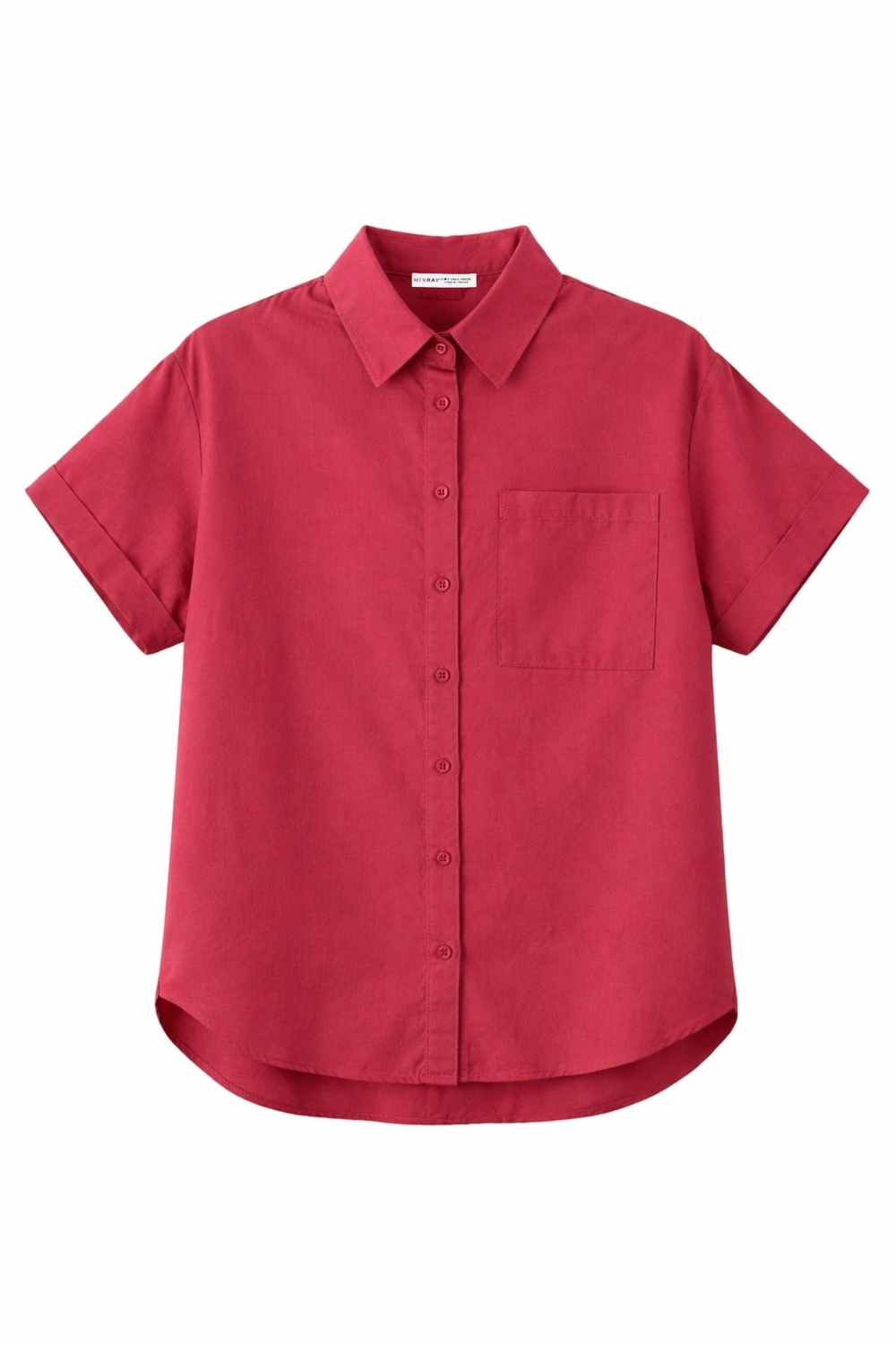 3950 Kadın Oxford Kısa Kollu Basic Gömlek Bordo