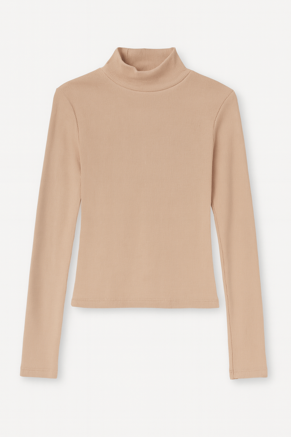 4145 Kadın Dik Yaka Basic Body Bluz Bej