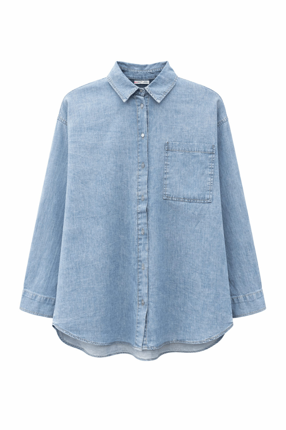 4630 Kadın Uzun Kollu İnce Denim Gömlek İndigo