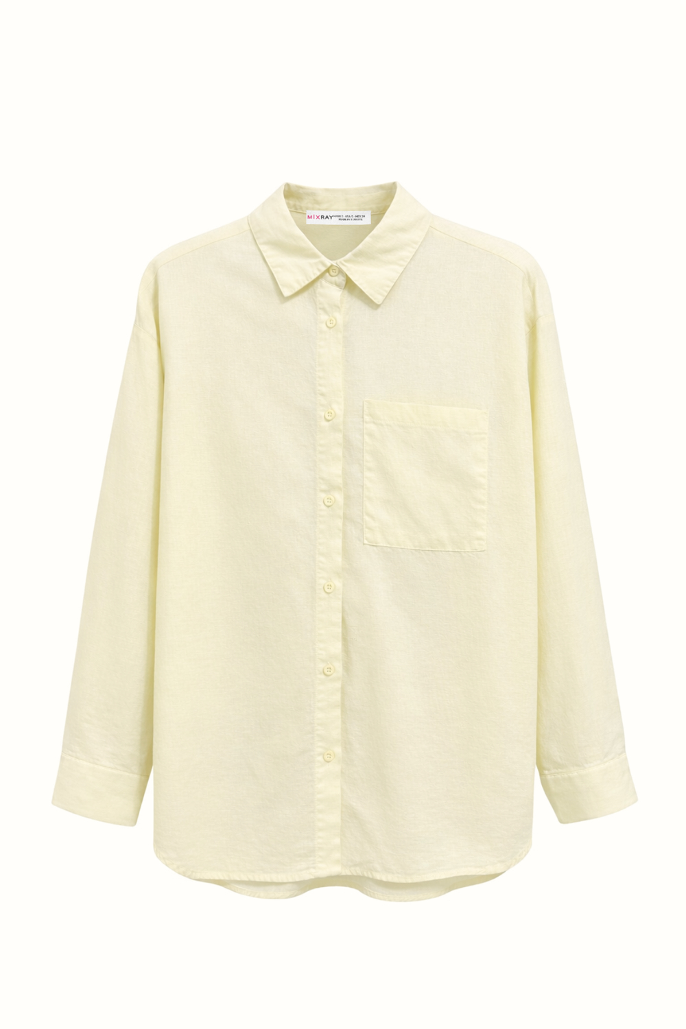4670 Kadın Cepli Oversize Basic Keten Gömlek Sarı