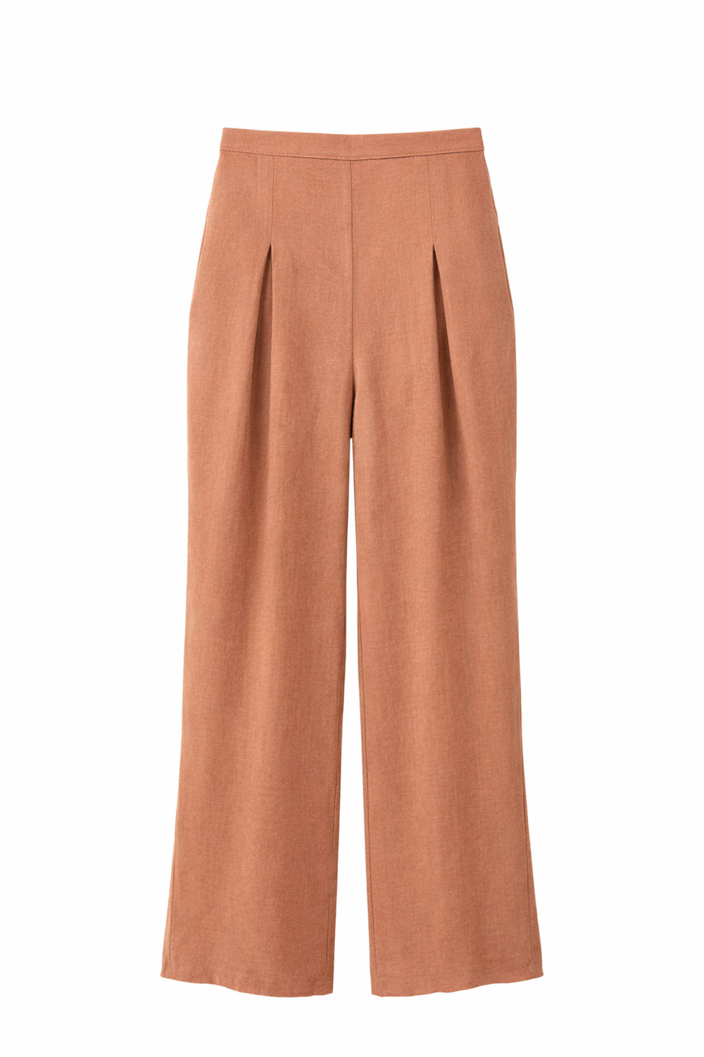 4774 Kadın Bol Paça Pileli Pantalon Açık Kahve