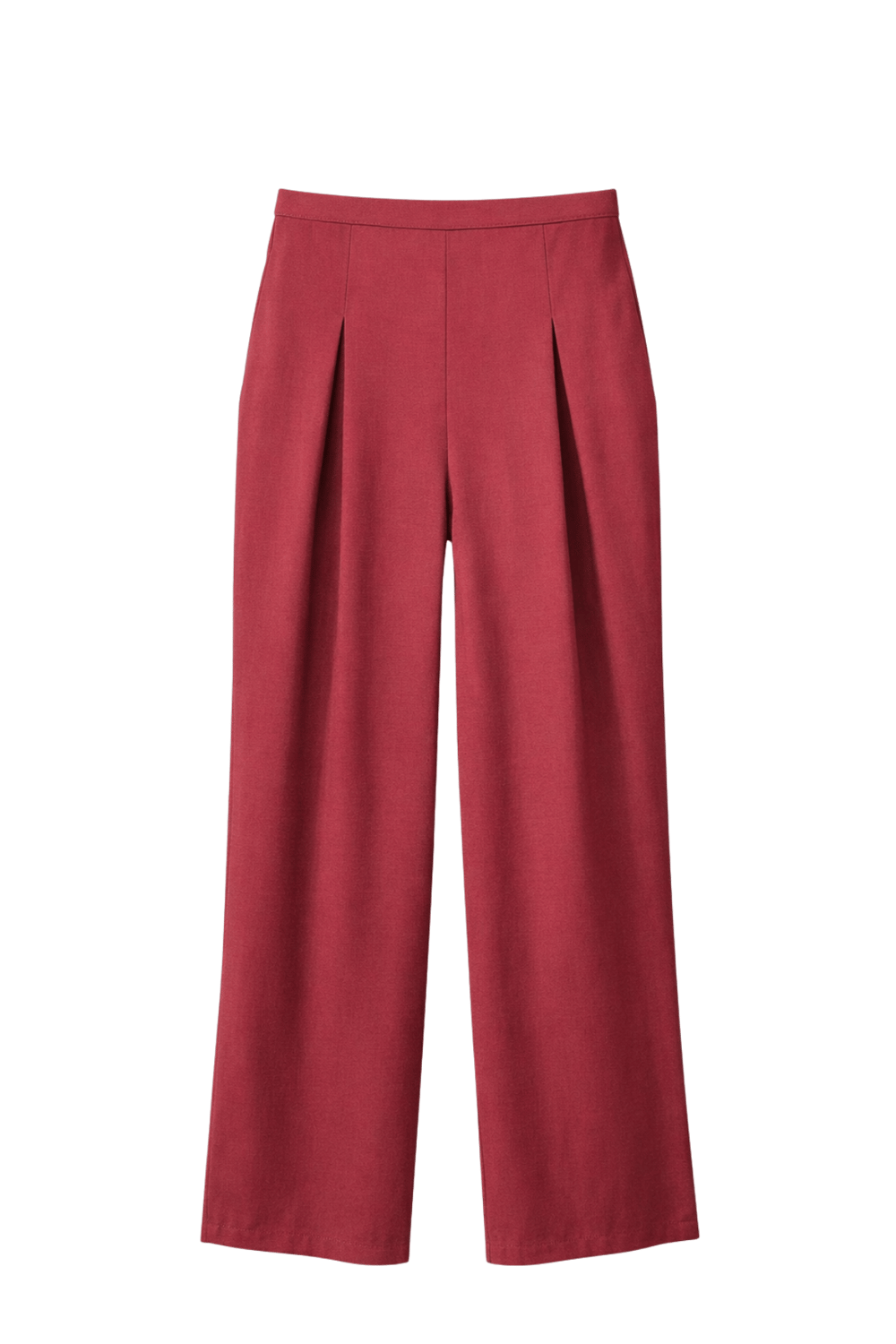 4774 Kadın Bol Paça Pileli Pantalon Bordo