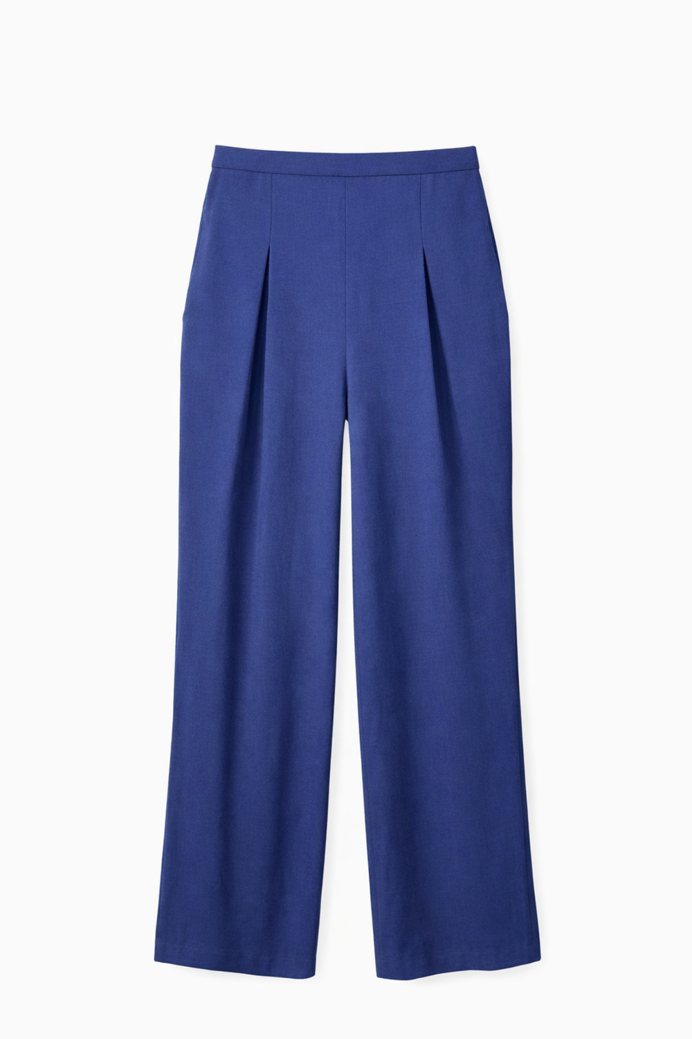 4774 Kadın Bol Paça Pileli Pantalon Lacivert