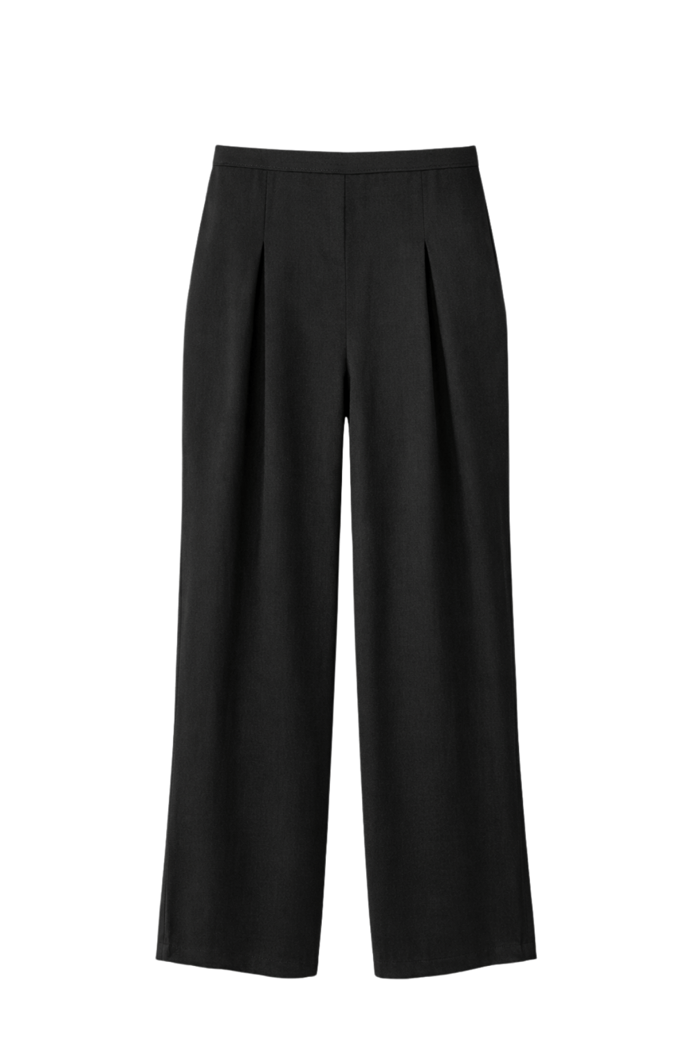 4774 Kadın Bol Paça Pileli Pantalon Siyah