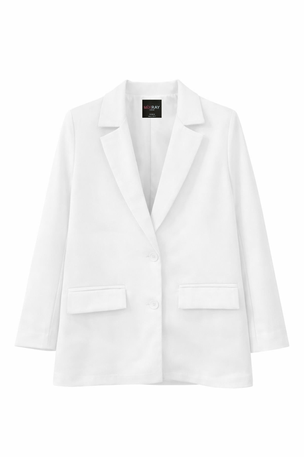 4786 Kadın Oversize Kruvaze Blazer Ceket Beyaz