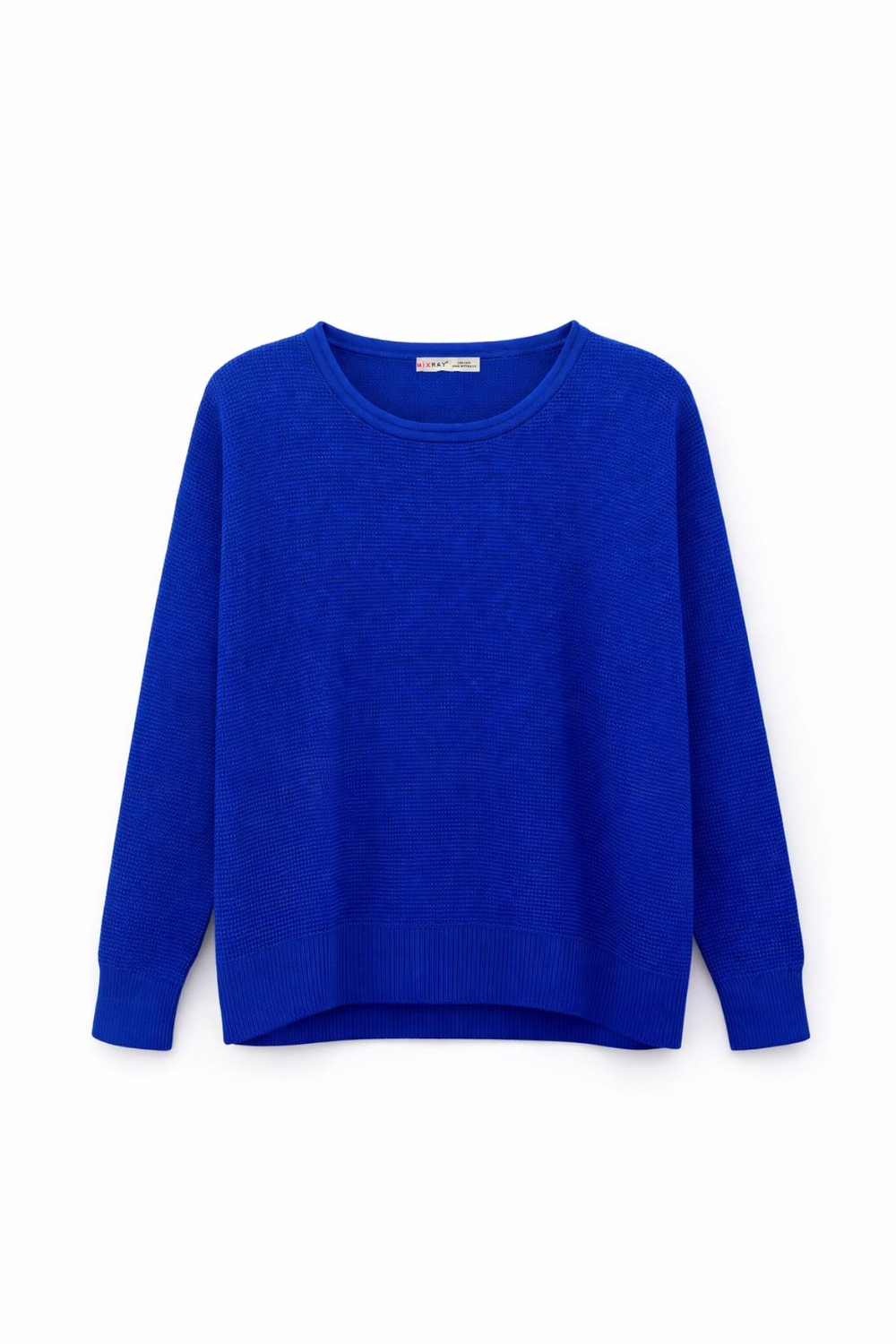 6183 Kadın Nopeli Oversize Triko İnce Basic Kazak Saks Mavi