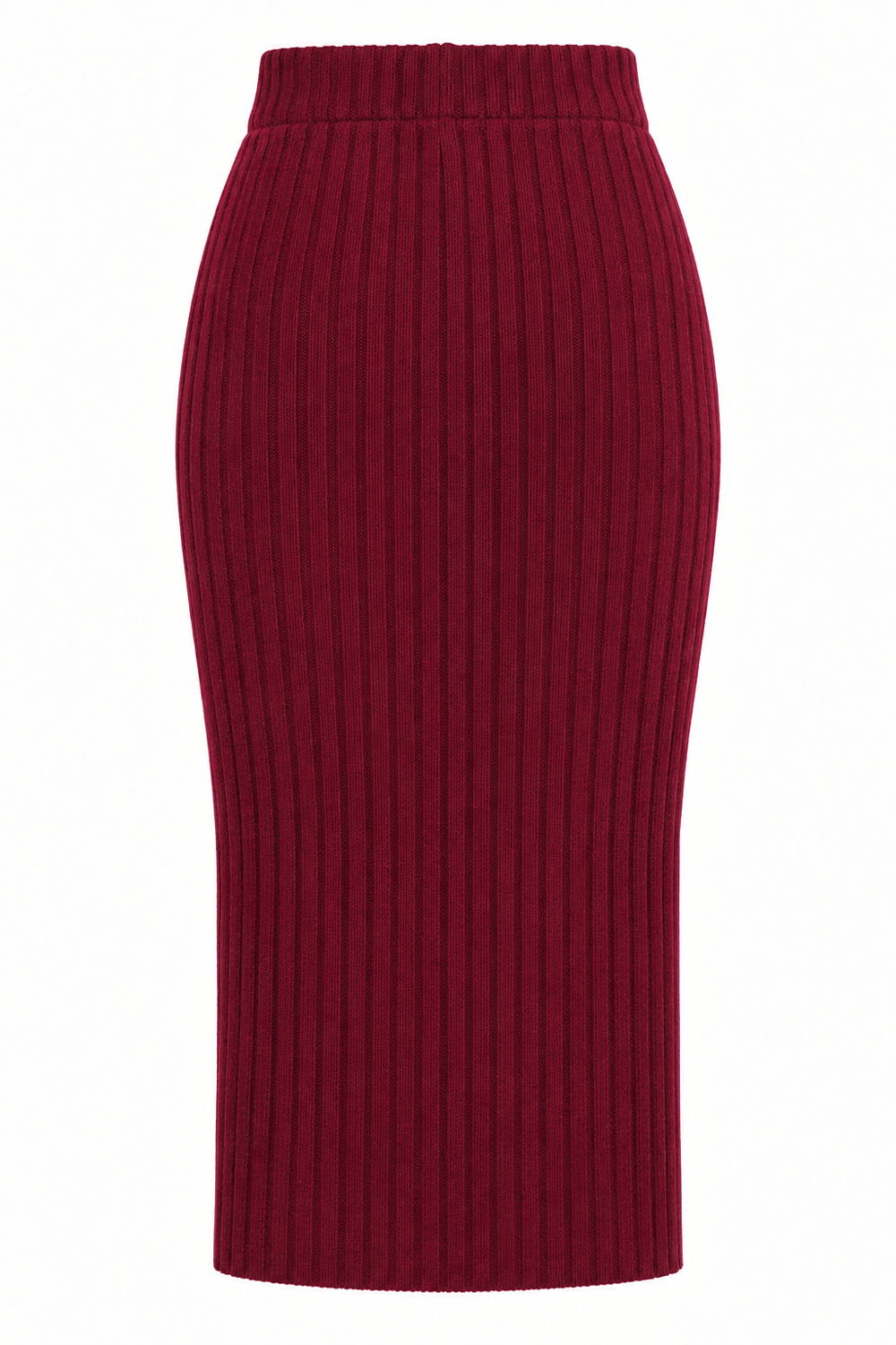 6929 Kadın Fitilli Triko Etek Bordo