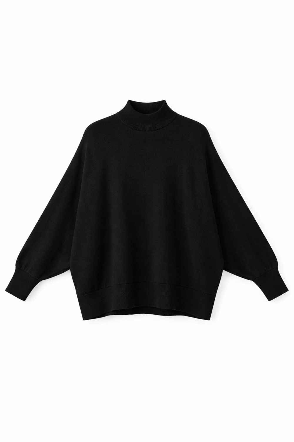 7003 Kadın Oversize Dik Yaka Kazak Siyah