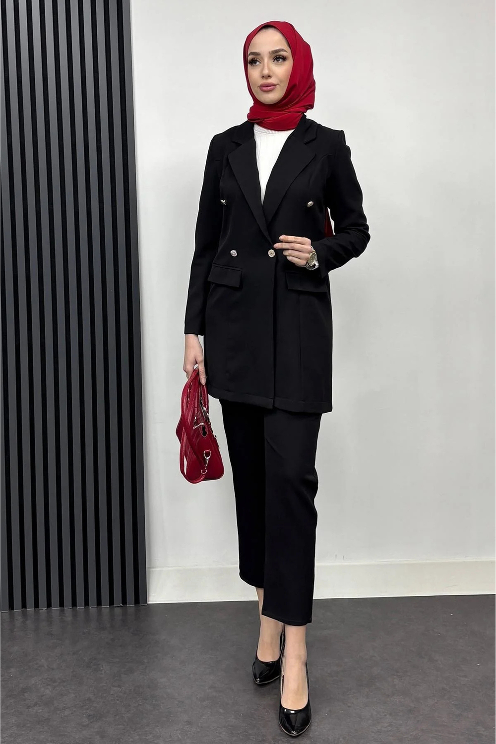 Blazer Ceket Pantolon Takım- Siyah