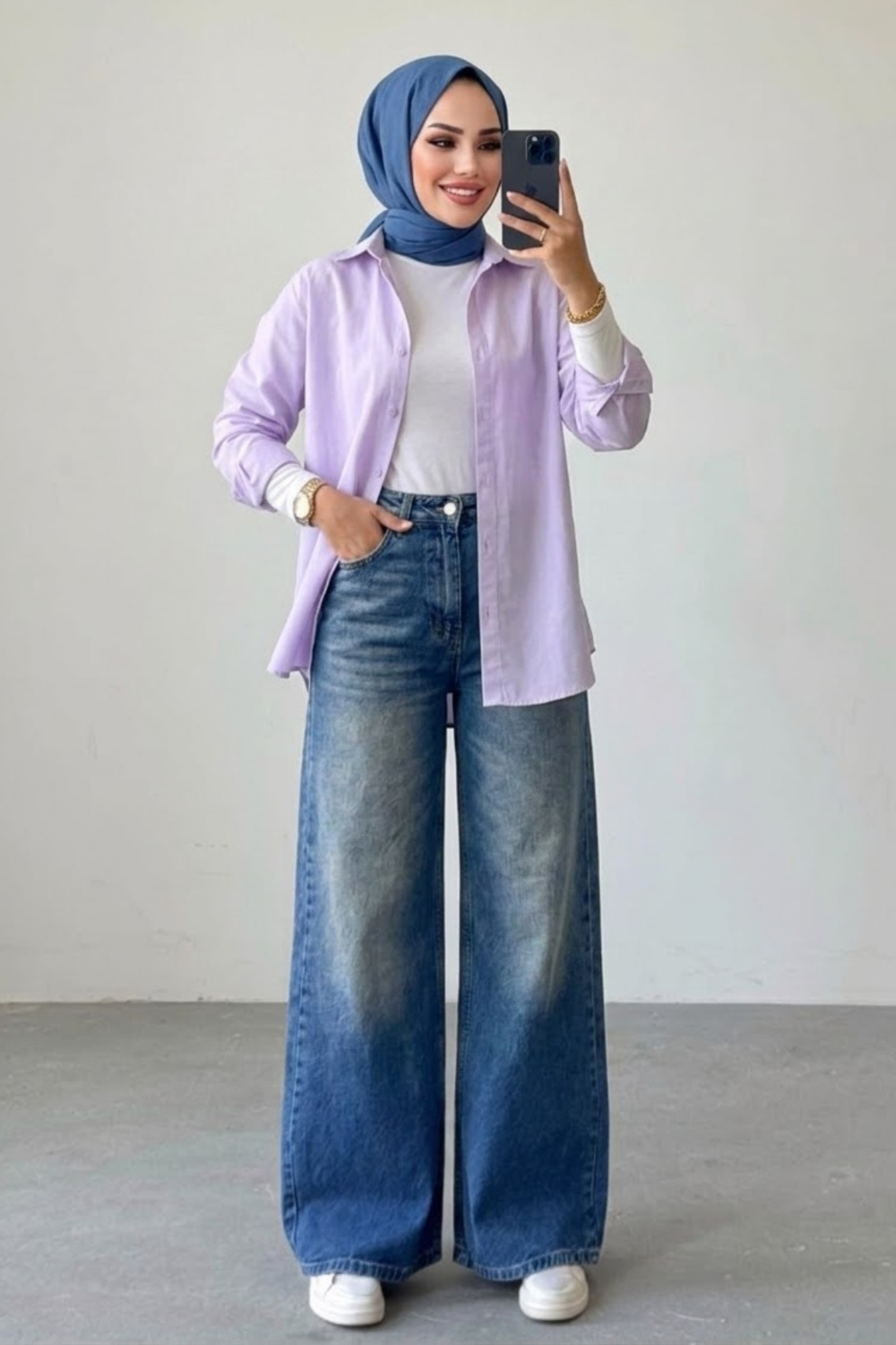 Kadın Ekstra Baggy Kot Pantolon- Eskitme Kot Mavi