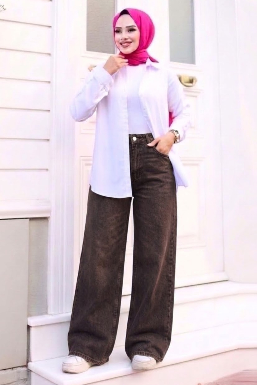 Kadın Retro Baggy Kot Pantolon- Acı Kahve