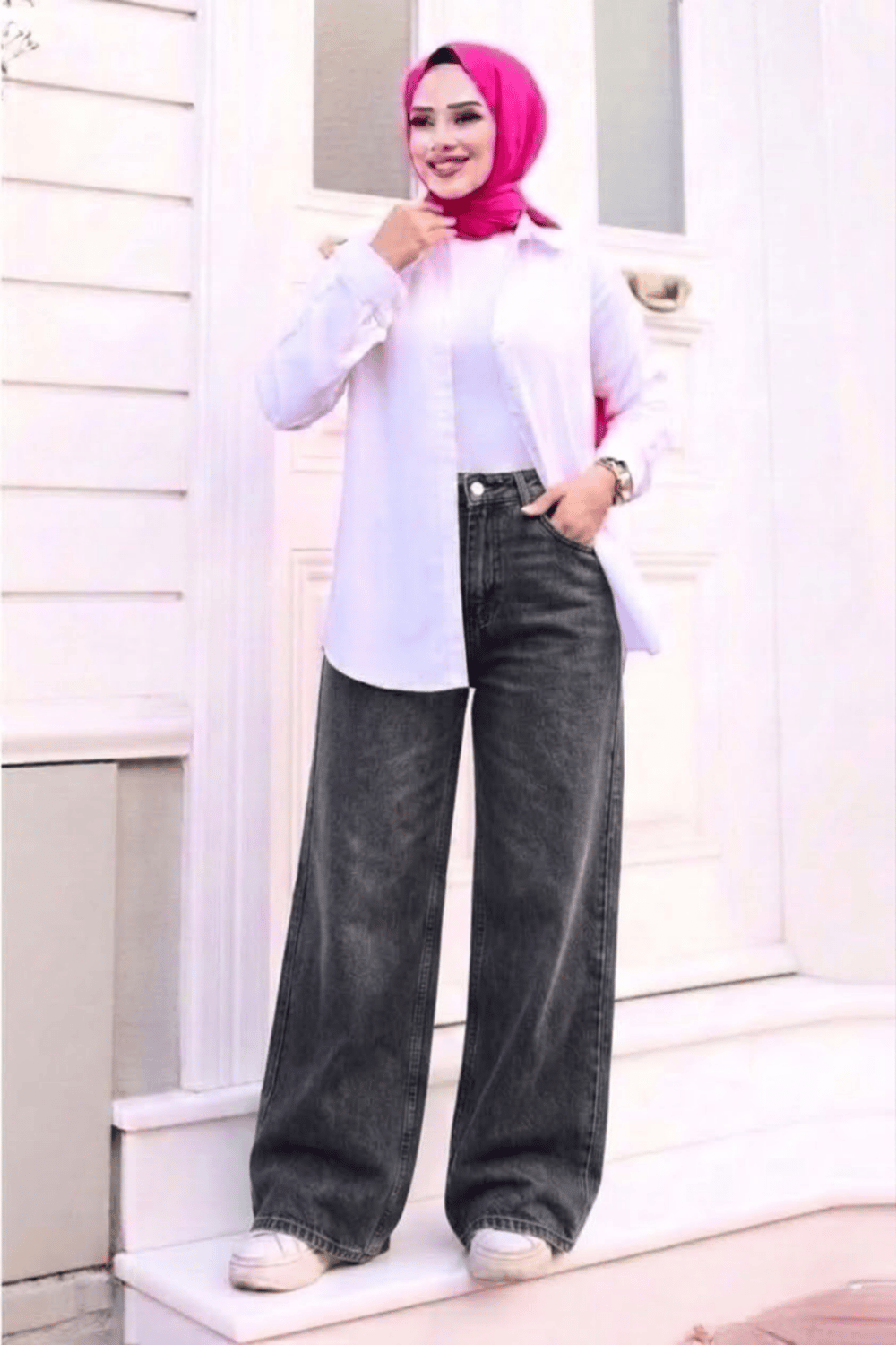 Kadın Retro Baggy Kot Pantolon- Antrasit