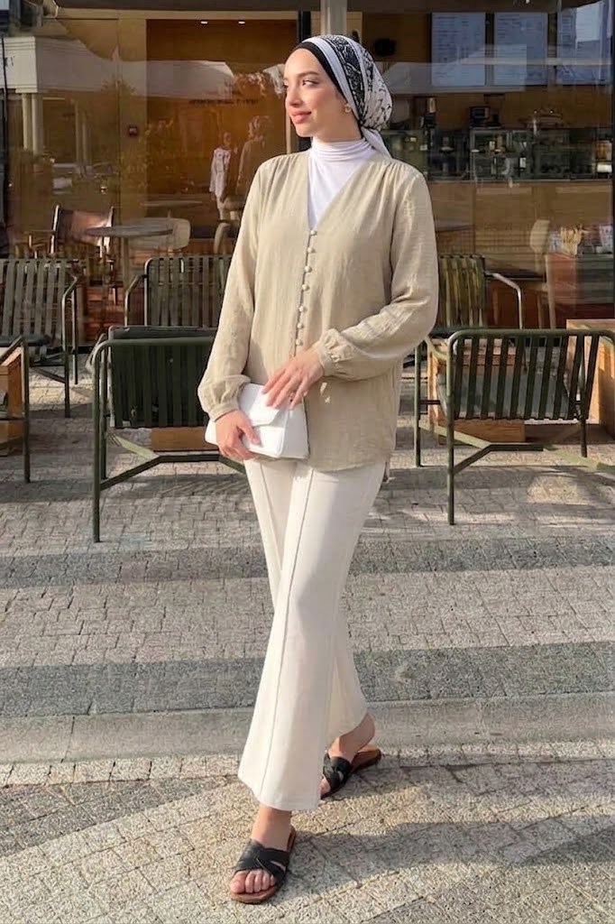 Lena Krem Keten Kimono- Standart Beden (38-42 Uyumlu)